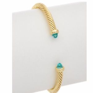 🆕 NIB Juvell 18K Over Stainless Blue Topaz Cuff